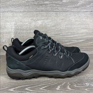Ecco Ulterra Gore-Tex Men's Sz 12/EU 46 Black Gray Low Top Lace Up Hiking Shoes